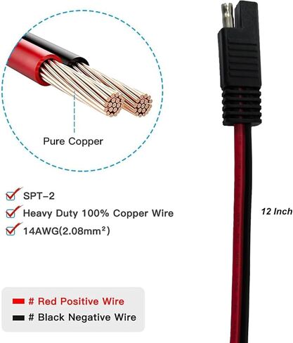 GSRECY SAE موصل تمديد كابل 2Pin إلى SAE موصل سريع قطع التوصيل كابل تمديد الطاقة للسيارات للدراجات النارية شاحن جرار السيارة (5 قطع) in Kuwait