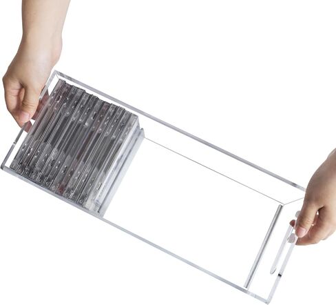 MyGift Modern Premium Clear Acrylic Stackable CD Holder Racks with Cutout Carrying Handles, Compact Disc Jewel Case Display Crates, Media Storage Organizers, Set of 2 in Saudi Arabia