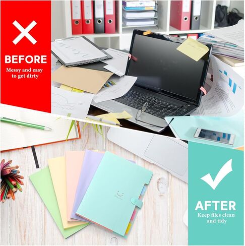 10 Packs Expanding File Folders with 5 Pockets, A4 Letter Size Cute Folders for Documents, File Document Organizer with 80 Pcs File Folder Labels for Document School Office Supplies in Saudi Arabia