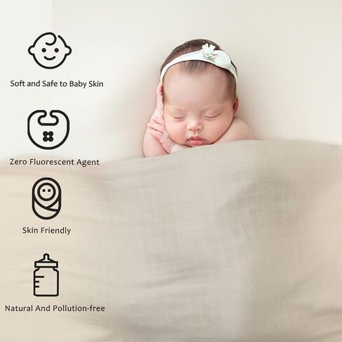 HBselect 5-Pack Cotton Baby Muslin Swaddle Blankets in Saudi Arabia