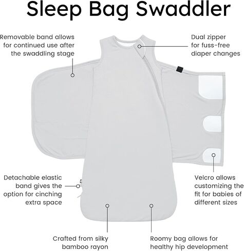 KYTE BABY Sleep Bag Swaddler with Dual Zipper, Removable Band, Rayon Made from Bamboo Transitional Nursery Essential in Saudi Arabia