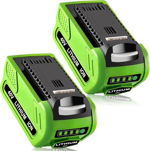 بطارية بديلة لبطارية Greenworks 40V 29472 29462 29252 20202 22262 25312 21242 بطارية ليثيوم متوافقة مع أدوات الطاقة بالمنشار اللاسلكي GreenWorks G-MAX 40 فولت 【عبوتان 40 فولت 6000 مللي أمبير في الساعة】 in Saudi Arabia