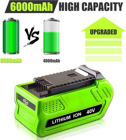 بطارية بديلة لبطارية Greenworks 40V 29472 29462 29252 20202 22262 25312 21242 بطارية ليثيوم متوافقة مع أدوات الطاقة بالمنشار اللاسلكي GreenWorks G-MAX 40 فولت 【عبوتان 40 فولت 6000 مللي أمبير في الساعة】 in Saudi Arabia