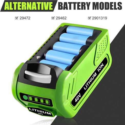 بطارية بديلة لبطارية Greenworks 40V 29472 29462 29252 20202 22262 25312 21242 بطارية ليثيوم متوافقة مع أدوات الطاقة بالمنشار اللاسلكي GreenWorks G-MAX 40 فولت 【عبوتان 40 فولت 6000 مللي أمبير في الساعة】 in Saudi Arabia