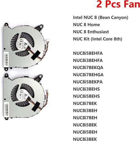 New 2 PCS CPU Cooling Fan for Intel NUC (Bean Canyon) NUC8, NUC 8 HOM, NUC 8 Enthusiast, NUC8 Kit, NUC8i7BEH NUC8i5BEH NUC8i3BEH NUC8i7BEK NUC8i5BEK NUC8i3BEK P/N: BSC0805HA-00 (2X Fans) in Kuwait