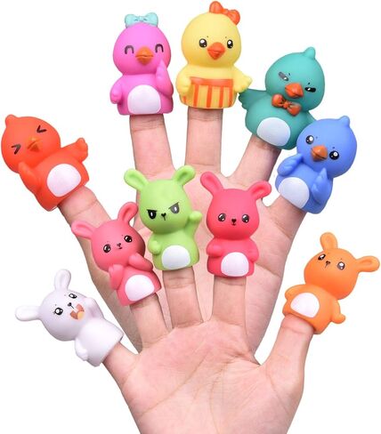 FUN LITTLE TOYS 10 PCS Bunny Chick Finger Puppet for Easter Basket Stuffers, Include 5 Bunnies & 5 Chicks in Kuwait