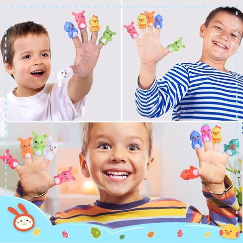 FUN LITTLE TOYS 10 PCS Bunny Chick Finger Puppet for Easter Basket Stuffers, Include 5 Bunnies & 5 Chicks in Kuwait
