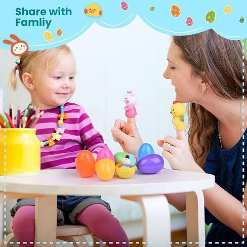 FUN LITTLE TOYS 10 PCS Bunny Chick Finger Puppet for Easter Basket Stuffers, Include 5 Bunnies & 5 Chicks in Kuwait