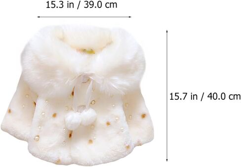 معاطف BESTOYARD Cape Girls باللون البيج لملابس خارجية سميكة، معطف فرو للأطفال الصغار، ملابس الفتيات، عباءة فرو، كيب فرو، معدات الشتاء، قطن أبيض in Saudi Arabia
