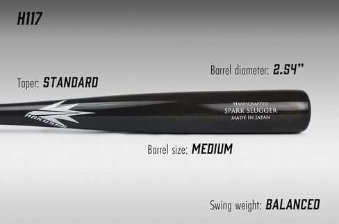 Spark Classic H117 Wooden Baseball Bat Birch Wood Gamebat Practice Training Bat Adult [Made in Japan] in Kuwait