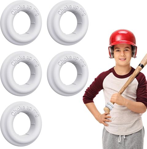 [5 Packs] Baseball Bat Grip Choke Up Rings for Youth Baseball Softball Teeball Tball Bat Choke Up Ring Bat Knob Baseball Bat Accessories - White in Saudi Arabia