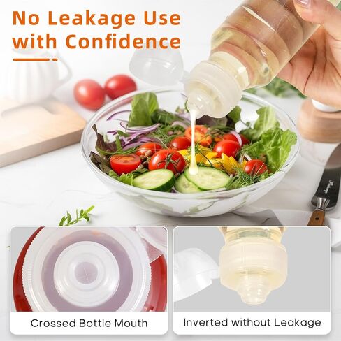 Condiment Squeeze Bottles, 8oz (250ml) BPA-Free Condiment Squeeze Bottles,Set of 2, Leak-Proof, Condiment Container, Mustard, Ketchup, Mayo, Oil, Vinegar (Clear) in Kuwait