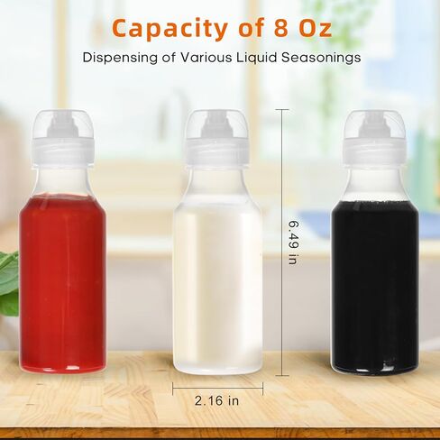 Condiment Squeeze Bottles, 8oz (250ml) BPA-Free Condiment Squeeze Bottles,Set of 2, Leak-Proof, Condiment Container, Mustard, Ketchup, Mayo, Oil, Vinegar (Clear) in Kuwait