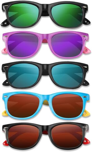 مجموعة من 5 نظارات شمسية مستقطبة للأطفال من azuza للبنات والأولاد، إطار من السيليكون TPEE للأطفال من سن 3 إلى 10 سنوات in Kuwait