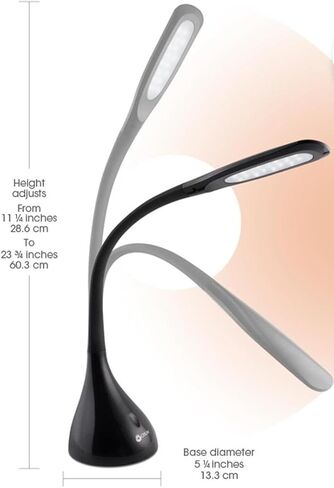 OttLite LED Desk Lamp with Adjustable Neck, Creative Curves (White/Grey) - 2.1A USB Charging Port, 4 Dimmable Brightness Settings, Energy-Efficient ClearSun LEDs for Home & Office in Saudi Arabia