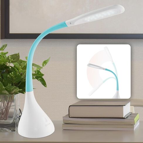 OttLite LED Desk Lamp with Adjustable Neck, Creative Curves (White/Grey) - 2.1A USB Charging Port, 4 Dimmable Brightness Settings, Energy-Efficient ClearSun LEDs for Home & Office in Saudi Arabia