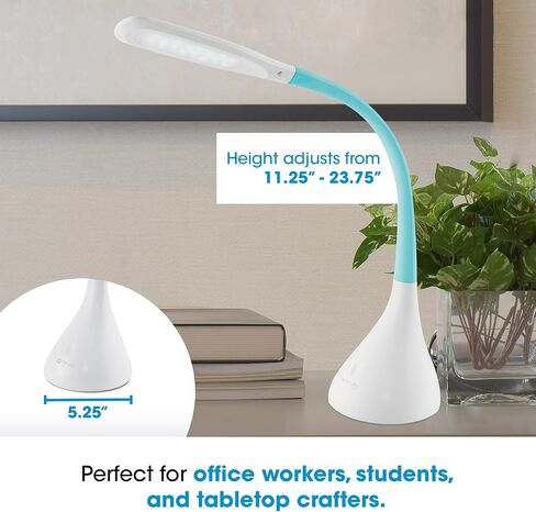 OttLite LED Desk Lamp with Adjustable Neck, Creative Curves (White/Grey) - 2.1A USB Charging Port, 4 Dimmable Brightness Settings, Energy-Efficient ClearSun LEDs for Home & Office in Saudi Arabia