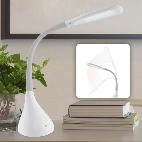 OttLite LED Desk Lamp with Adjustable Neck, Creative Curves (White/Grey) - 2.1A USB Charging Port, 4 Dimmable Brightness Settings, Energy-Efficient ClearSun LEDs for Home & Office in Saudi Arabia