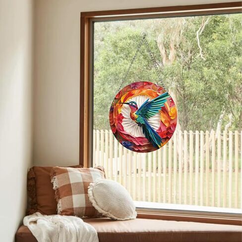 MATIHAY Dreamy Hummingbird/Peacock/Unicorn Acrylic Window Hangings, Spring and Summer Hummingbird Wall Decor for Bird Lover, Home Garden Decor Gift for Mom, Grandma, Wife (Unicorn, S) in Saudi Arabia