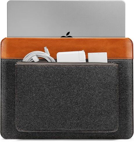 حافظة كمبيوتر محمول من جلد البولي يوريثان ولباد Tomtoc لجهاز MacBook Air M2/A2681 M1/A2337 2022-2018 مقاس 13 بوصة، وMacBook Pro M2/A2686 M1/A2338 2022-2016 مقاس 13 بوصة، وSurface Pro 9/8/X/7+/7/ 6/5، حافظة ملحقات رفيعة للغاية in Kuwait