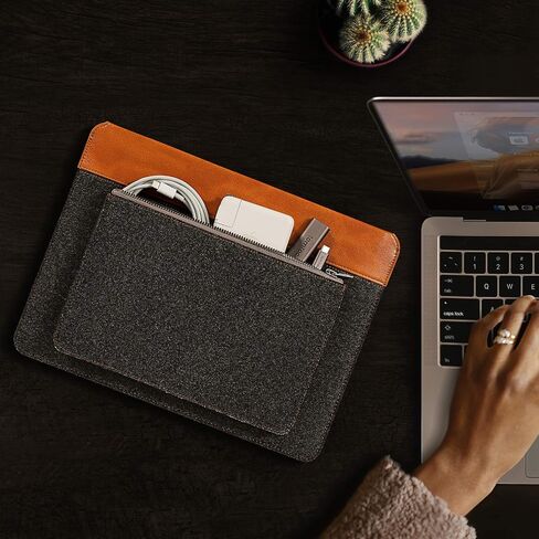 tomtoc Felt & PU Leather Laptop Sleeve for 13-inch MacBook Air M3/A3113 M2/A2681 M1/A2337 2024-2018, 13 Inch MacBook Pro M2/A2686 M1/A2338, Surface Pro 11th AI PC/10/9, Ultra-Slim Accessory Case in Saudi Arabia