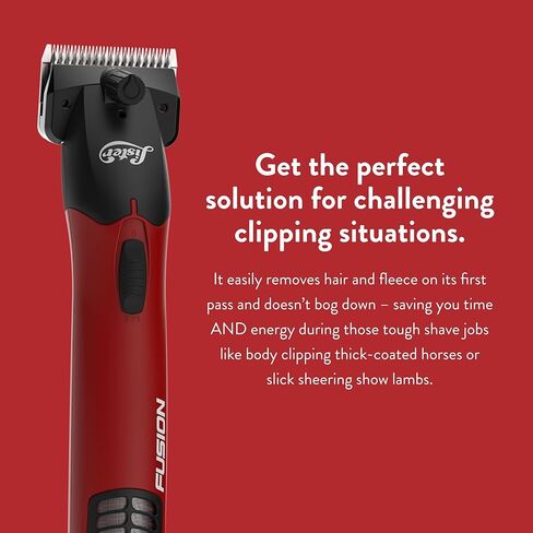 شفرة رفيعة لقص الحيوانات الكبيرة من WAHL Lister Fusion للخيول والماشية والماعز والألبكة والماشية (258-40720) - مقصات الماشية والأغنام الممتازة - مثالية لعرض الخنازير - مجموعة مقصات كاملة - أحمر in Kuwait