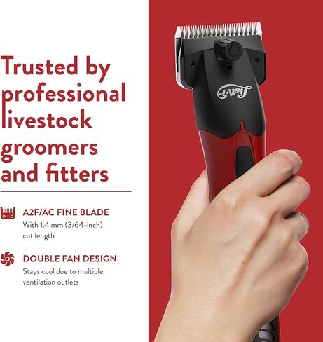 شفرة رفيعة لقص الحيوانات الكبيرة من WAHL Lister Fusion للخيول والماشية والماعز والألبكة والماشية (258-40720) - مقصات الماشية والأغنام الممتازة - مثالية لعرض الخنازير - مجموعة مقصات كاملة - أحمر in Kuwait