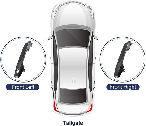 ACROPIX مقبض الباب الخارجي للسائق الأيسر الأمامي والجانب الأيمن للراكب مناسب لسيارة Toyota Camry - عبوة من قطعتين باللون الأسود in Saudi Arabia