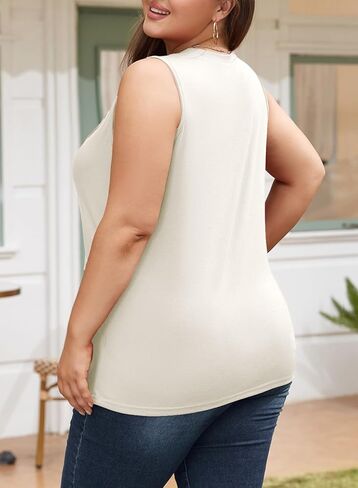 Eytino Plus Size Tank Tops for Women Summer Crewneck Sleeveless T Shirts Loose Fit Tunic Blouse(1X-5X) in Saudi Arabia