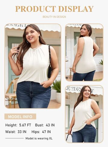 Eytino Plus Size Tank Tops for Women Summer Crewneck Sleeveless T Shirts Loose Fit Tunic Blouse(1X-5X) in Saudi Arabia