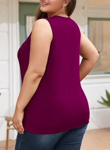 Eytino Plus Size Tank Tops for Women Summer Crewneck Sleeveless T Shirts Loose Fit Tunic Blouse(1X-5X) in Saudi Arabia