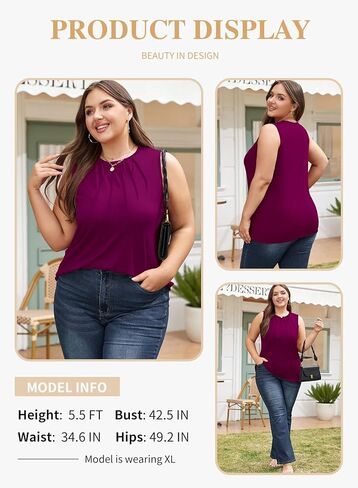 Eytino Plus Size Tank Tops for Women Summer Crewneck Sleeveless T Shirts Loose Fit Tunic Blouse(1X-5X) in Saudi Arabia