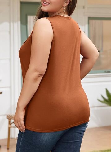 Eytino Plus Size Tank Tops for Women Summer Crewneck Sleeveless T Shirts Loose Fit Tunic Blouse(1X-5X) in Saudi Arabia