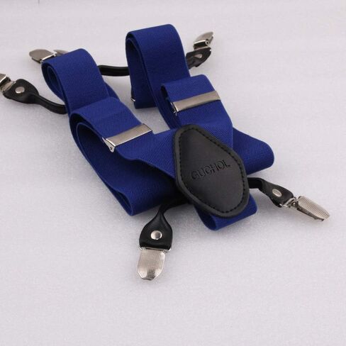 Mens Suspenders with Strong Metal 6 Clips Adjustable Elastic Y Style Leather Suspender for Wedding in Saudi Arabia