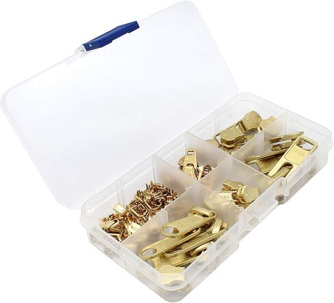 Zipper Repair Kit Solution Metal YKK Assorted Brass Sliders ~Easy Container Storage Sets of #4.5, 5, and #10 Include #4.5, 5 and #10 Top & Bottom Stops Both (Made in USA) 23 Sets in Saudi Arabia