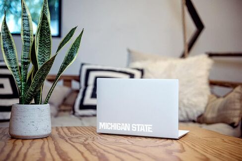 ملصق جامعة ولاية ميشيغان MSU Spartans ملصق سيارة مقاوم للماء شديد التحمل للنوافذ وأجهزة الكمبيوتر المحمولة وزجاجات المياه (فينيل أبيض) in Saudi Arabia