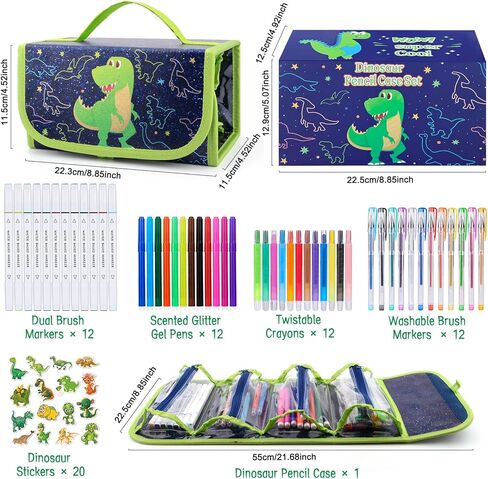 مجموعة أقلام معطرة مع مقلمة ديناصور 48 قطعة أقلام تحديد للأطفال الذين تتراوح أعمارهم بين 4-8 هدايا عيد ميلاد للأطفال الأولاد 4 5 6 7 8 9 سنوات مجموعة أقلام تحديد تلوين الفاكهة مجموعة فنية وحرفية مع ملصقات in Kuwait
