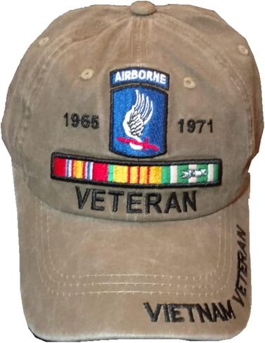 محارب فيتنام القديم من الفرقة 173 المحمولة جواً - قبعة بيسبول بلون أسمر مغسول من القطن in Kuwait
