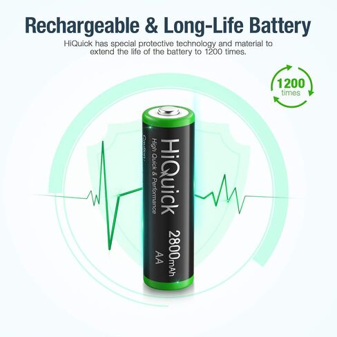HiQuick 2800mAh AA Rechargeable Batteries, 8 Pack, Pre-Charged, 1.2V Ni-MH in Kuwait