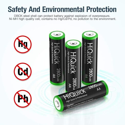 HiQuick 2800mAh AA Rechargeable Batteries, 8 Pack, Pre-Charged, 1.2V Ni-MH in Kuwait