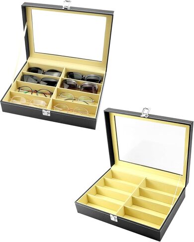 QWORK Sunglass Organizer Display Case, 2 Pack 8 Slot Leather Eyeglasses Collector, Sunglasses Jewelry Collection Case in Saudi Arabia