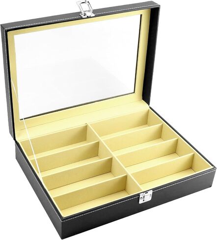 QWORK Sunglass Organizer Display Case, 2 Pack 8 Slot Leather Eyeglasses Collector, Sunglasses Jewelry Collection Case in Saudi Arabia
