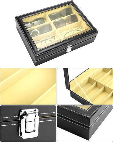 QWORK Sunglass Organizer Display Case, 2 Pack 8 Slot Leather Eyeglasses Collector, Sunglasses Jewelry Collection Case in Saudi Arabia