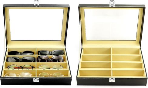 QWORK Sunglass Organizer Display Case, 2 Pack 8 Slot Leather Eyeglasses Collector, Sunglasses Jewelry Collection Case in Saudi Arabia