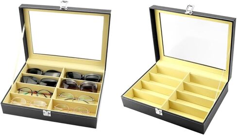 QWORK Sunglass Organizer Display Case, 2 Pack 8 Slot Leather Eyeglasses Collector, Sunglasses Jewelry Collection Case in Saudi Arabia