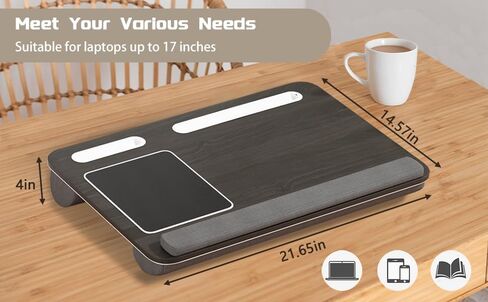 Laptop Lap Desk Home Office with Cushion, Mouse Pad, and Phone Holder for Couch Bed, Dorm Room Essentials as Computer Laptop Stand, Book Tablet- Fits Up to 17 Inch Laptops, Oak Grey in Saudi Arabia