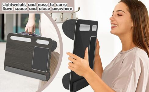 Laptop Lap Desk Home Office with Cushion, Mouse Pad, and Phone Holder for Couch Bed, Dorm Room Essentials as Computer Laptop Stand, Book Tablet- Fits Up to 17 Inch Laptops, Oak Grey in Saudi Arabia