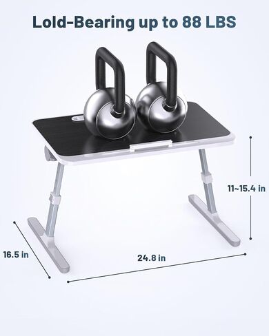 مكتب لاب توب مع ضوء LED ودرج، طاولة سرير محمولة للأريكة والدراسة والقراءة، مكتب لاب توب قابل للتعديل للكمبيوتر المحمول والكتابة (أسود) in Kuwait