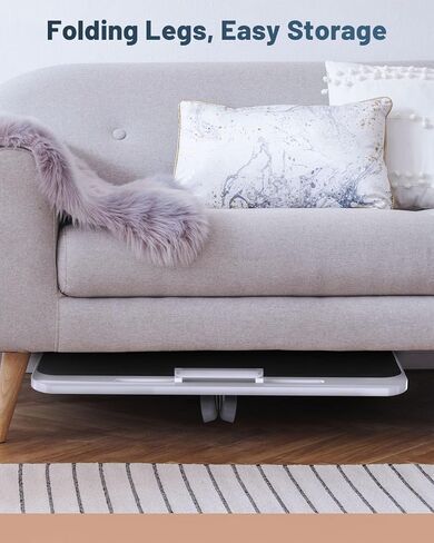 مكتب لاب توب مع ضوء LED ودرج، طاولة سرير محمولة للأريكة والدراسة والقراءة، مكتب لاب توب قابل للتعديل للكمبيوتر المحمول والكتابة (أسود) in Kuwait