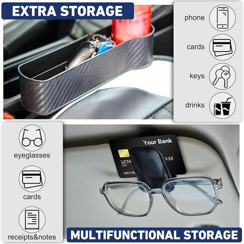 منظم حشو فجوات مقعد السيارة من DEDC، قطعتان منظم مقعد السيارة متعدد الوظائف مع صندوق تخزين جانبي للمقعد، وتخزين العملات المعدنية ومشبك النظارات الشمسية، منظم السيارة للهاتف، ملحقات Tesla Model Y 3 2023 in Kuwait